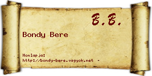 Bondy Bere névjegykártya